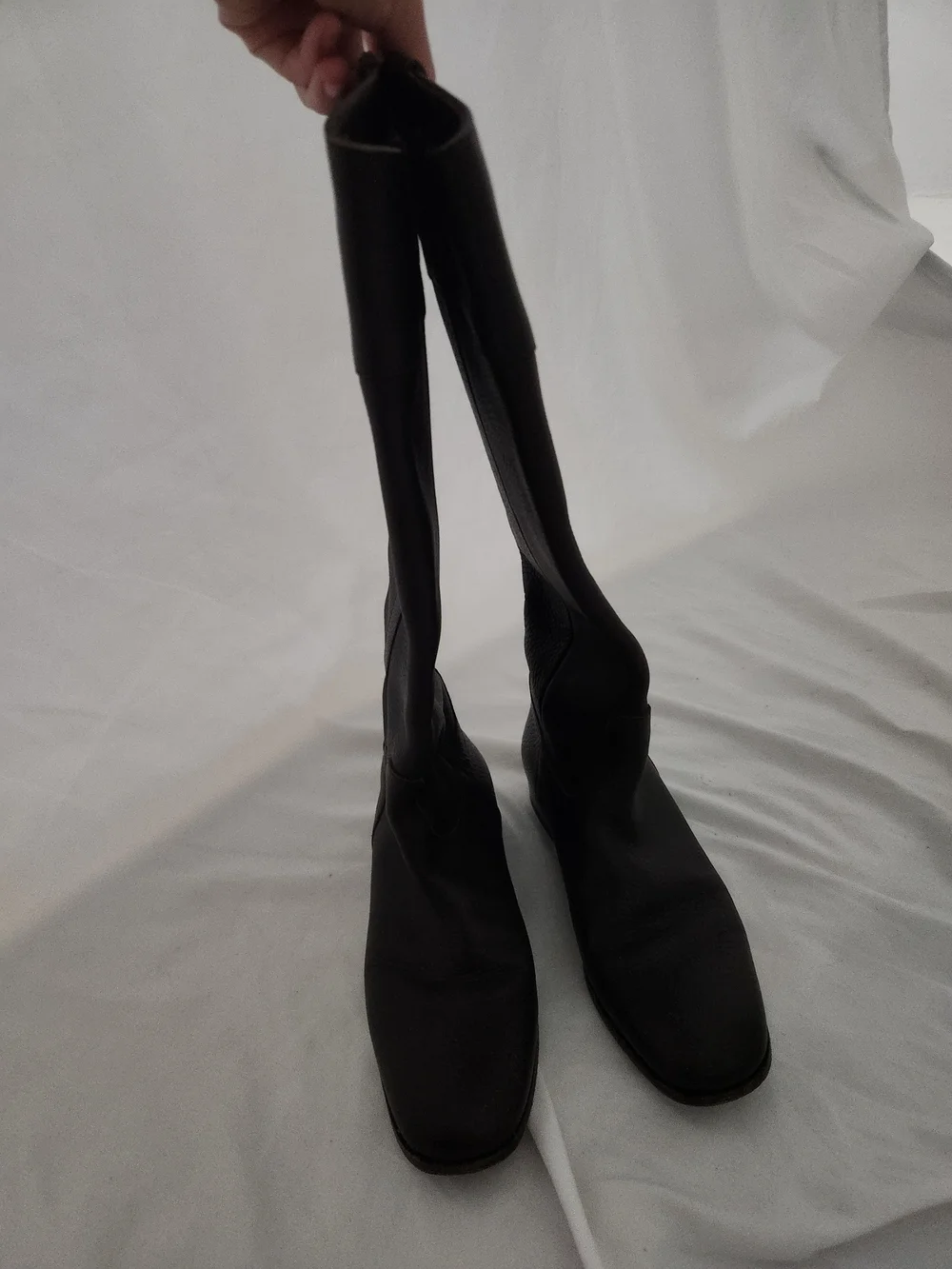 Salvatore Ferragamo Black Leather Over-the-Knee Riding Boots with Gold Hardware